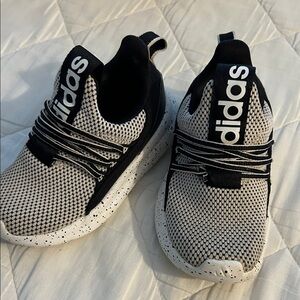 adidas Kids Black and White Knit Slip-On Sneakers